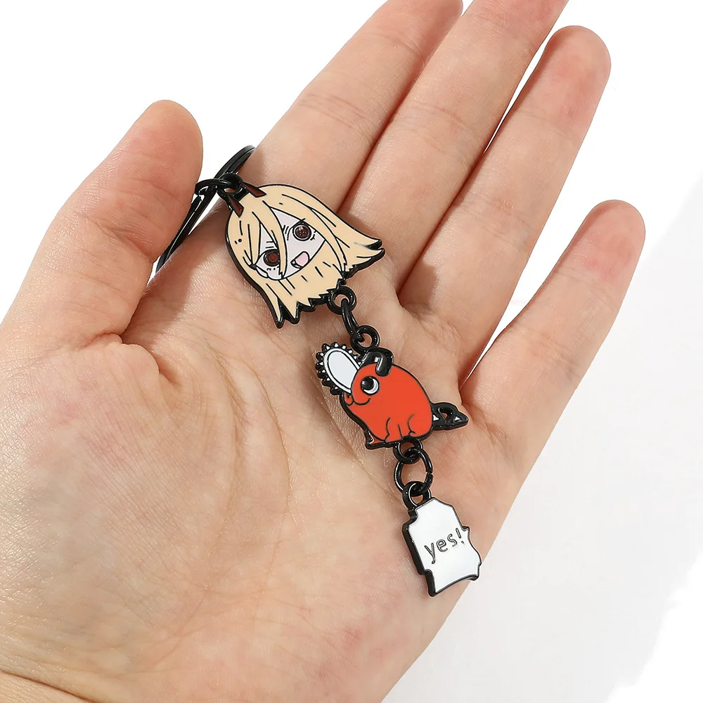 Hot Manga Anime Chainsaw Man Keychain Cosplay Kawaii Figures Pochita Power Angel Metal chain Pendant Charm Key Chain Llaveros