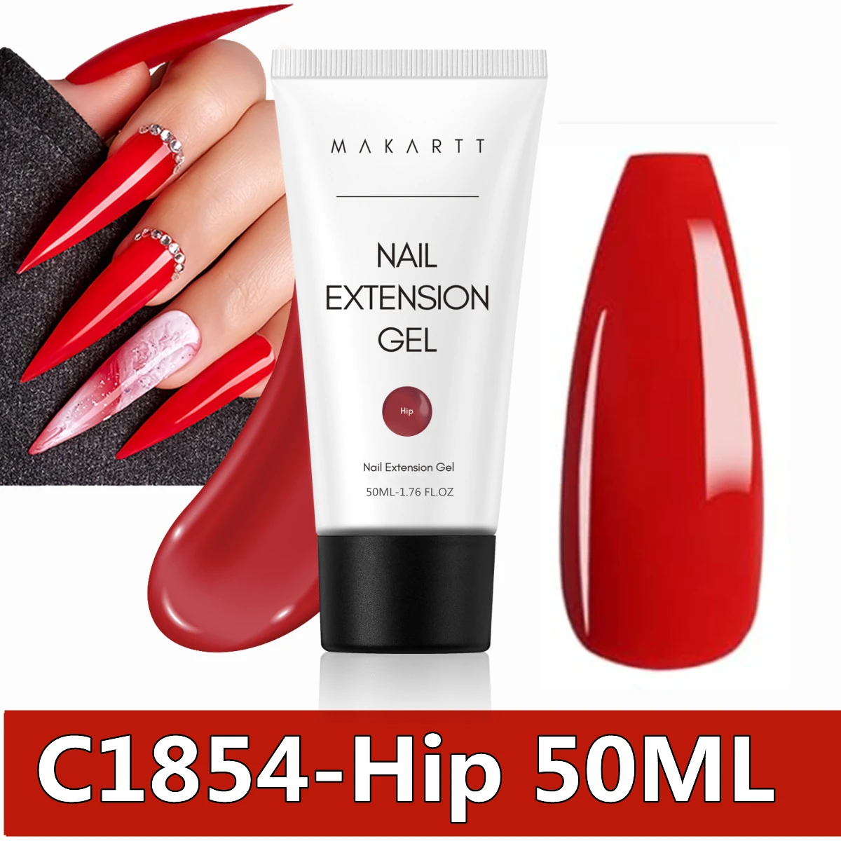 Makartt Poly Nails Acrygel, 50g Transparant/Roze/Nude Nagelverlengingsgel Glitter Builder Nagelgel voor trendy DIY nagelkunst