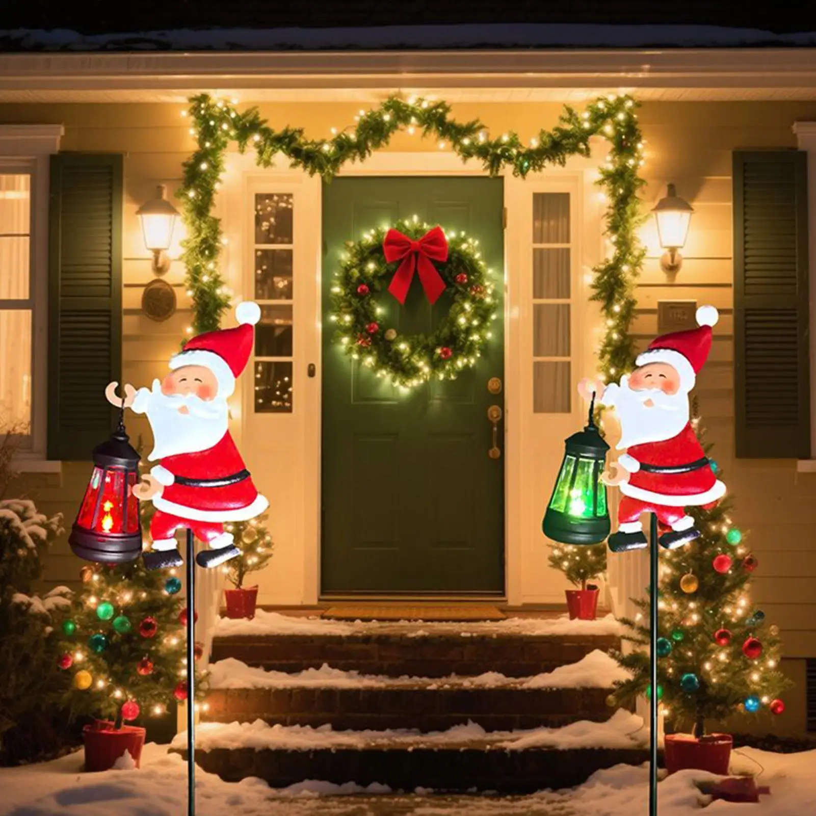 

Christmas Solar Santa Claus Kettle Lights Solar Watering Can Lights Outdoor Stake LED Lamp For Garden, Yard, Lawn, Backyard