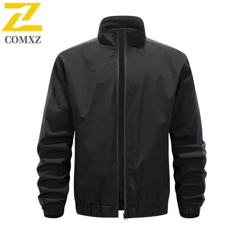 سترة COMXZ للرجال للدراجات النارية عالية الجودة بياقة واقفة للمغامرة الخارجية معطف مقاوم للرياح بلون سادة ملابس خريفية خفيفة للمشي لمسافات طويلة #1
