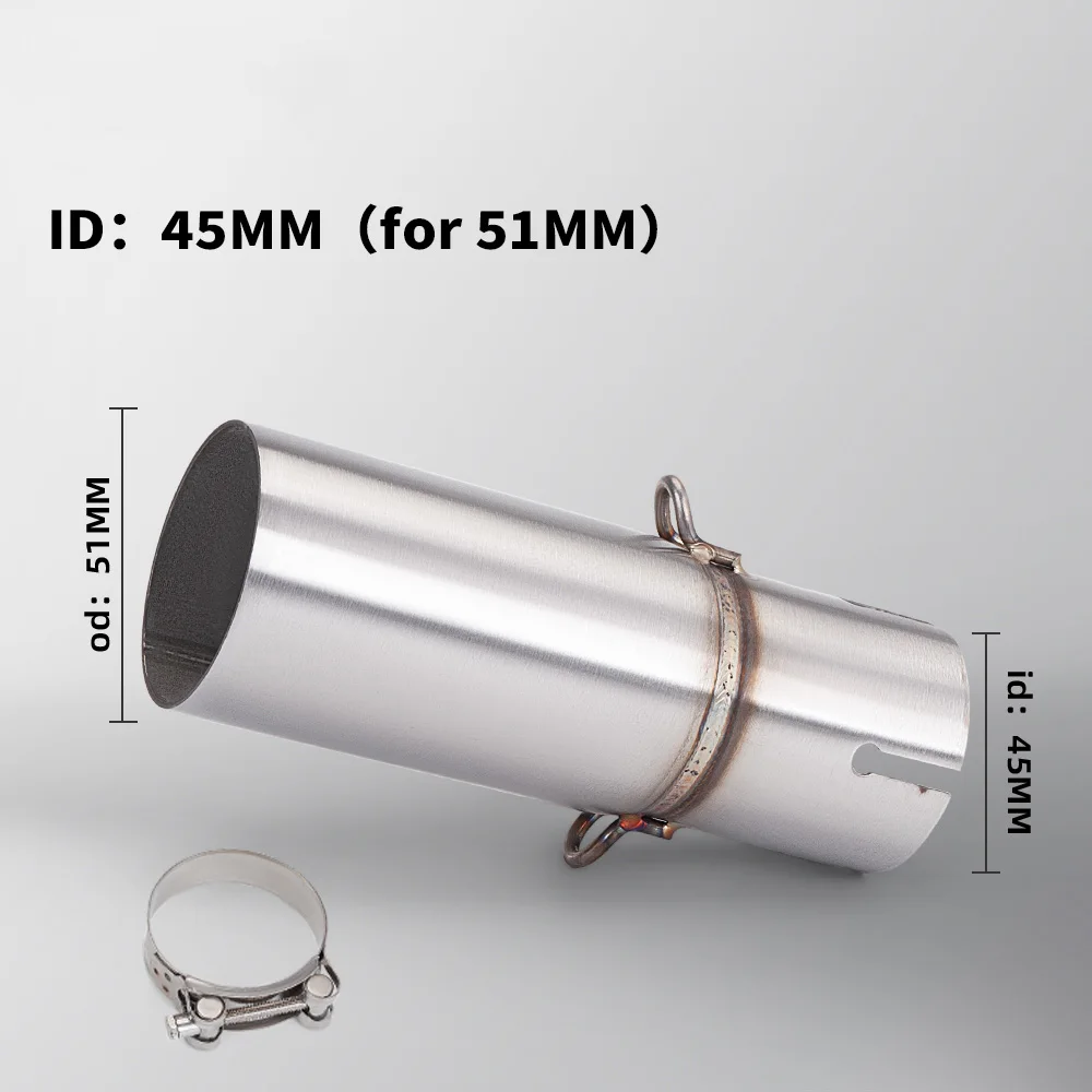 Auspuff-Motorradrohr, geeignet für 28–45 mm Adapter, 51 mm mittleres Verbindungsrohr, verschiedene Größen