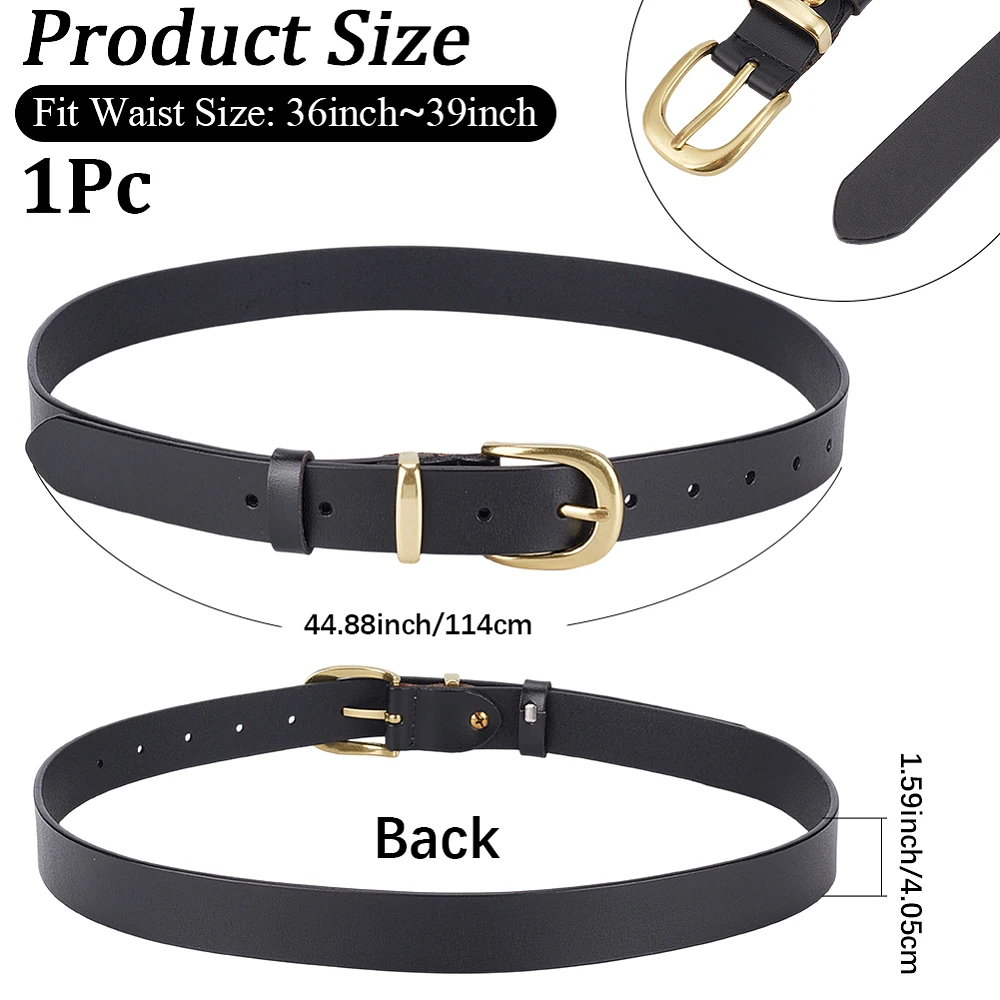 Genuine Leather Womens Belt for Jeans 1.6 Inch Width Adjustable Waist Belt Fashion Vintage Full Grain Leather Waistband
