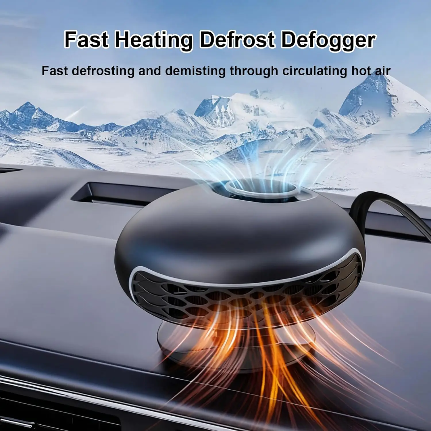 سخان سيارة 12 فولت 180 وات 2IN1 مع حامل شفط، مزيل الضباب السريع للزجاج الأمامي