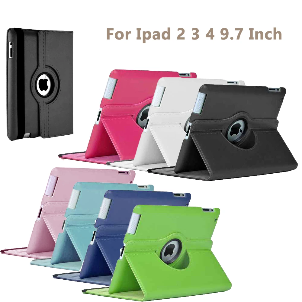 

Tablet Holder Smart Rotation Cover Case For Apple iPad 2 2nd 3 3rd 4 4th 9.7" inch New Tab Fold Shell Pouch For iPad