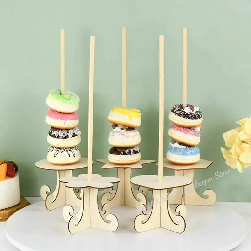 حامل دونات خشبي للأطفال ، دونات ، حوامل حائط ، حامل لوحة عرض ، حفلة عيد ميلاد ، ديكور طاولة زفاف ، لوازم استحمام الطفل #1