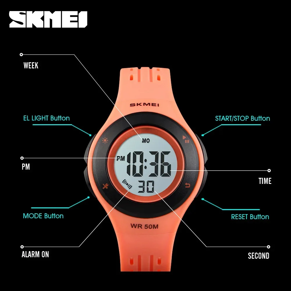 SKMEI 1455 LED Sport Style Children Watches Boy Girl Fashion Digital Watch 5Bar Waterproof Watch montre enfant Kids Watch