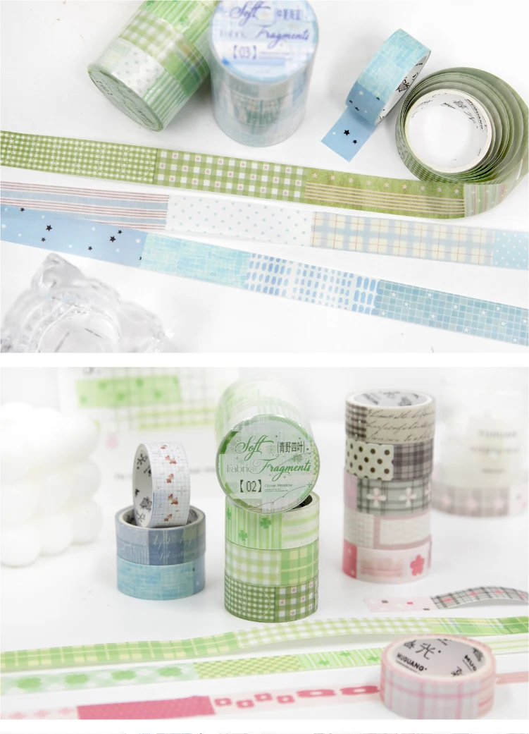 Journal GO 1,5cmx2M Collage Washi Tape Stoffreste Vintage Gitter-Landschaftsmuster Kreatives DIY Journal Karten Schreibwaren – Detail 18