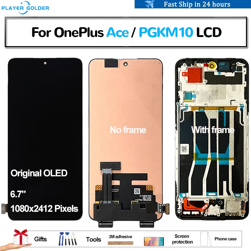 Original OLED For OnePlus Ace PGKM10 1+Ace Pantalla lcd Display Touch Panel Screen Digitizer Assembly Replacement Accessory Part