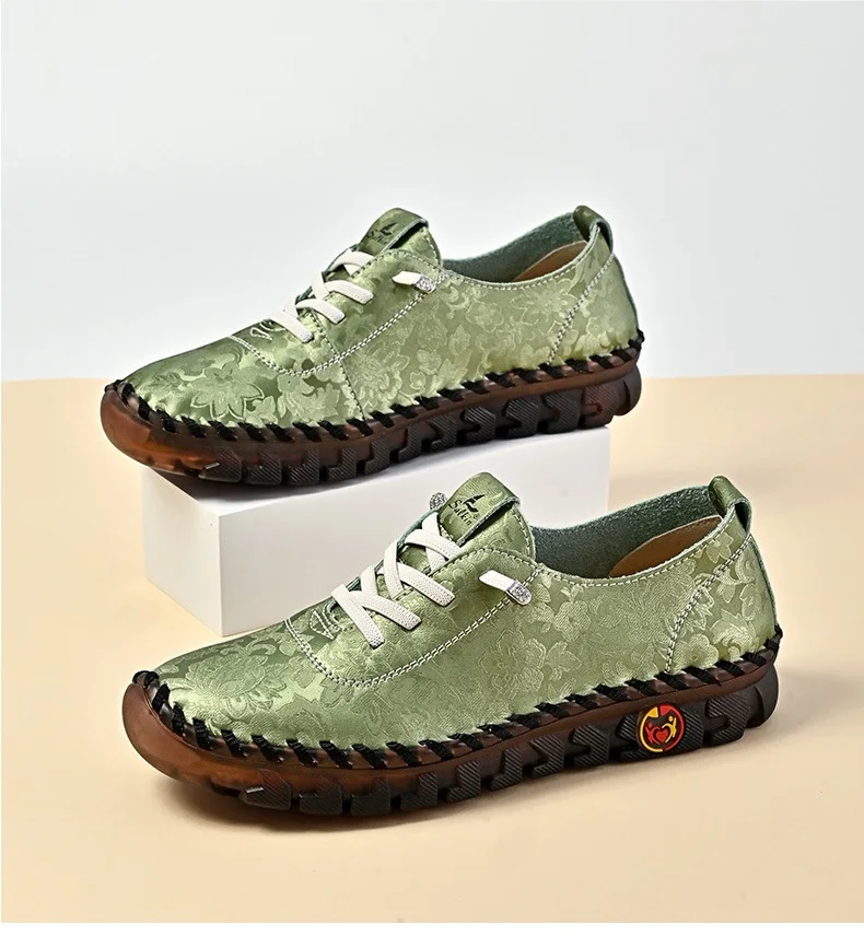 New Unique Oxford Shoes 43 44 Women's Split Leather Loafers Woman Orthopedic Moccasins Mother Designer Laced Daily Walking Flats