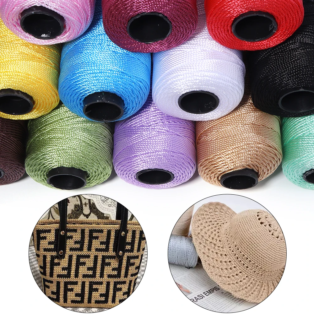 120 Yards 1,5mm 3-fädiges DIY Strickgarn Eis-Seide Farbiges Kunstgarn für Taschen Hüte Polypropylen-Seil zum Häkeln – Detail 1
