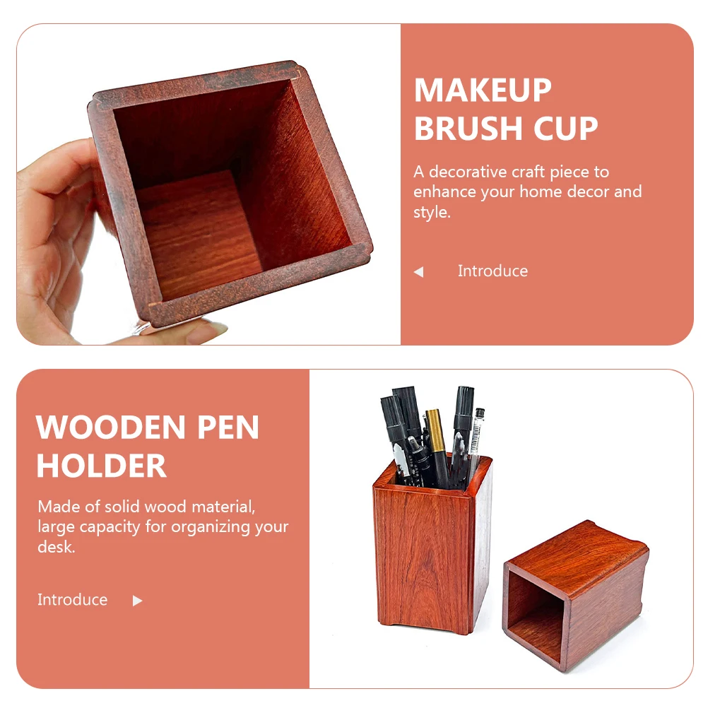 

Solid Wood Pen Holder Pencil Storage Cutlery Organizer Makeup Brush Cup Desk Utensil Container Large Capacity Structure