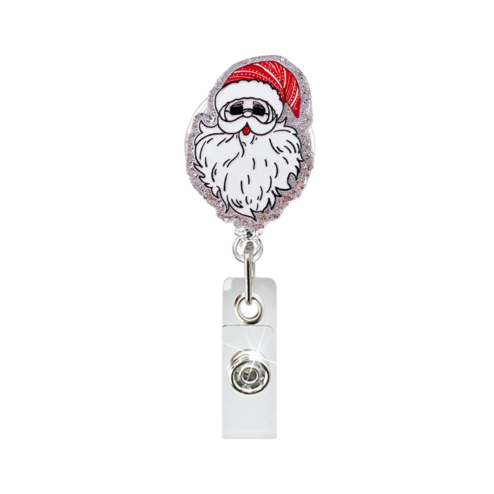 Acrylic Badge Reel Compact Christmas Badge Holder Santa Claus Badge Holder Colorful For Hospitals Schools Companies
