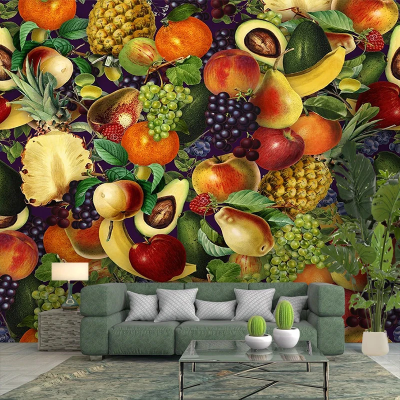 1PC Fruit Pattern Vintage Art Print Backdrop Banner, Bedroom Living Room Photo Background, Polyester, Home Decor, Wall Art