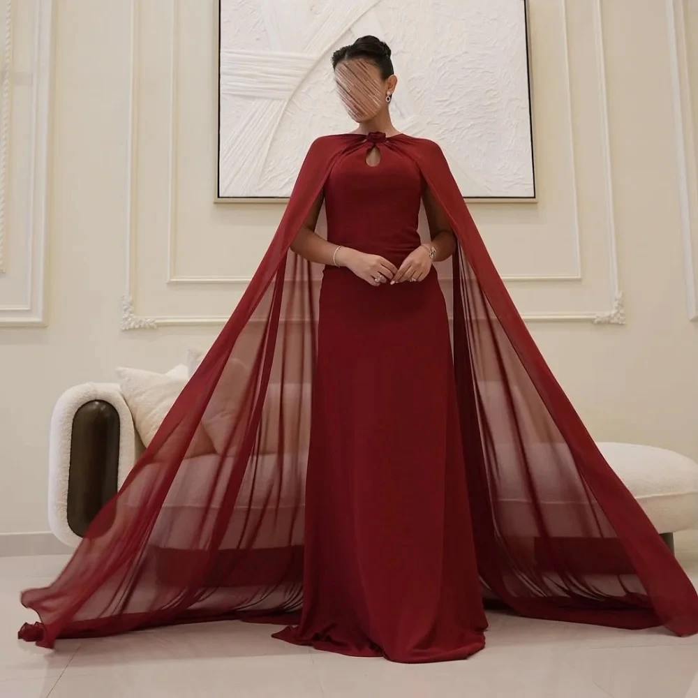 

Burgundy Chiffon Long Bespoke Occasion Gown Evening Dresses Pastrol Unisex Jersey Retro Dubai Saudi Arabic Prom Customized