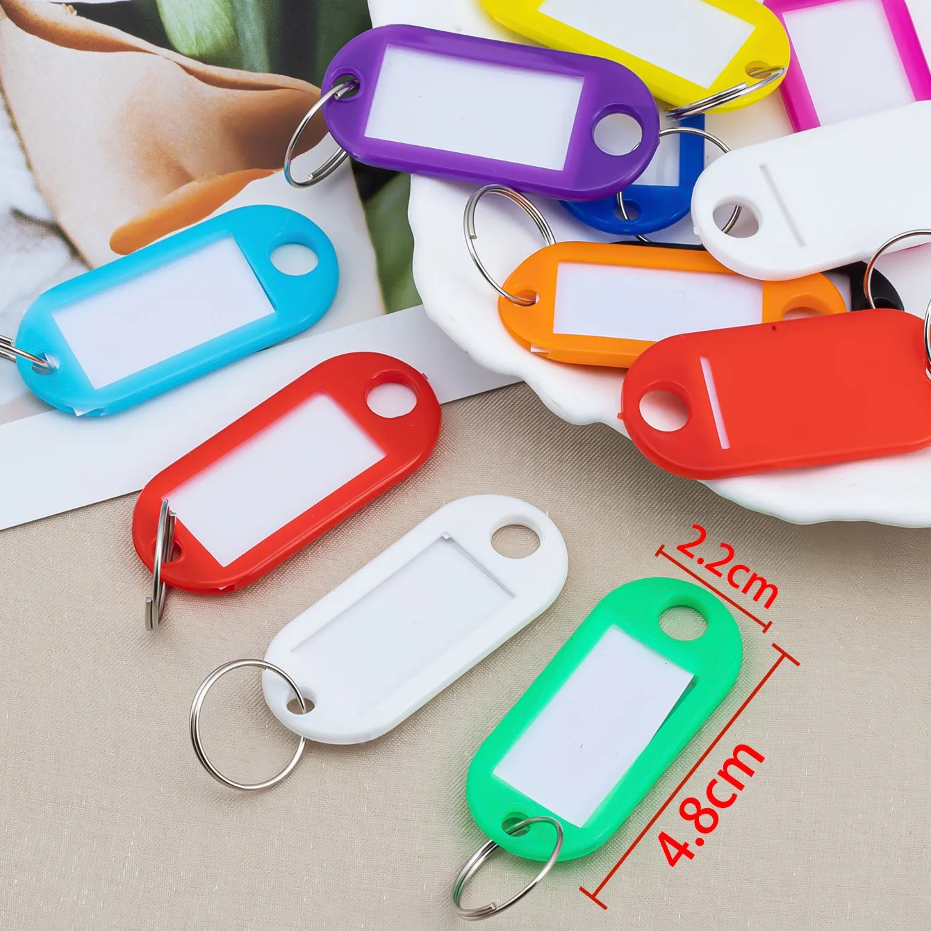 10-50pcs/lot Mixing colors Plastic with Split Ring Label for DIY Hotel key label Baggage Luggage Tags Wholesale