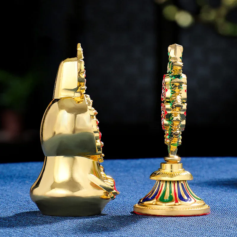 Tibetan Buddhism Gilded Alloy Torma Ritual Cake Offering Lotus Flower Sculpture Buddhist Altar Decor Eight Auspicious Symbols