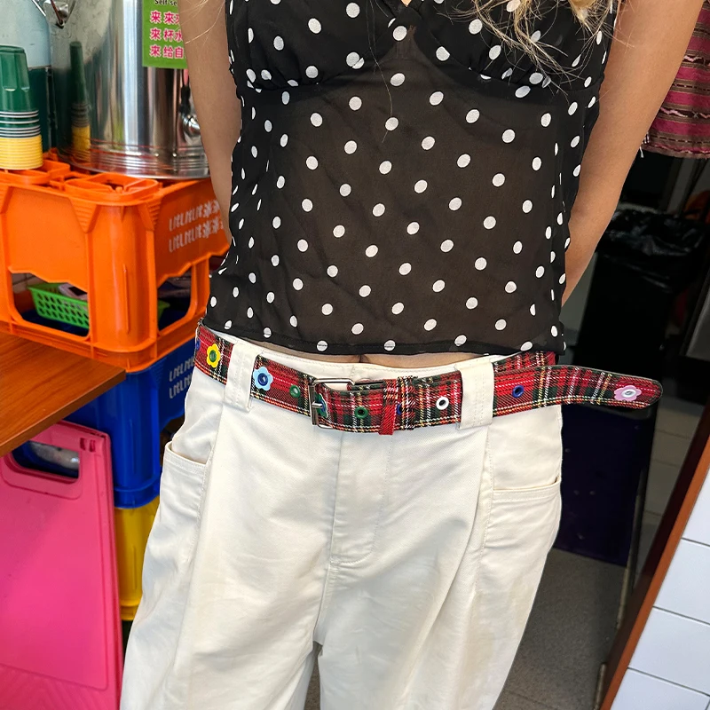 ELFSACK 2025 خريف جديد وصول لعوب ملون الأزهار مزين حزام للمرأة