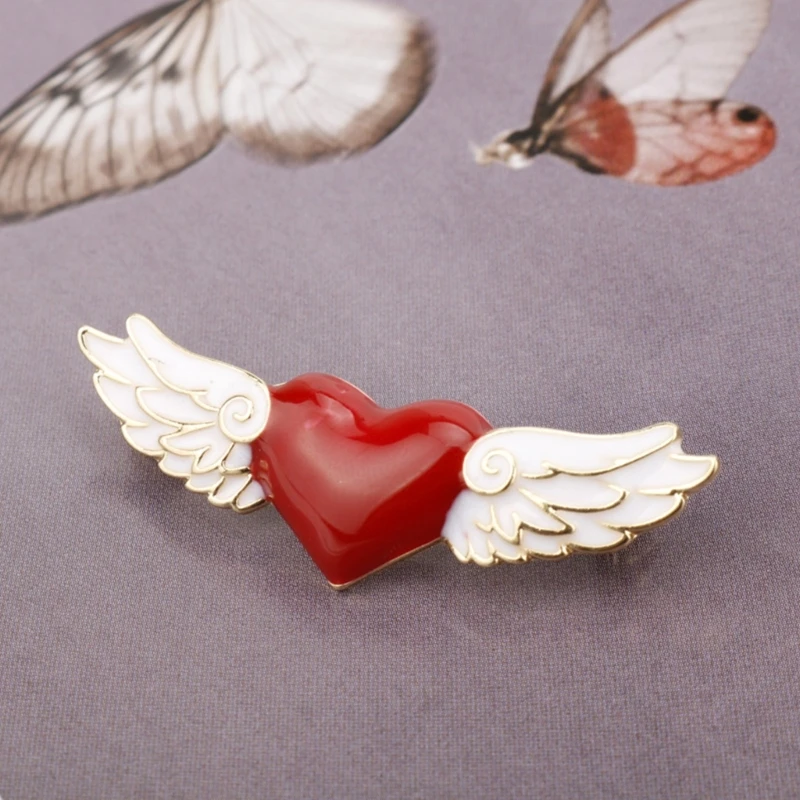 

Cute Cartoon Alloy Drop Oil Angel Wings Heart Hard Enamel Pins Brooches Women Lapel Badges Backpack Collar Fashion Jewelry Gift