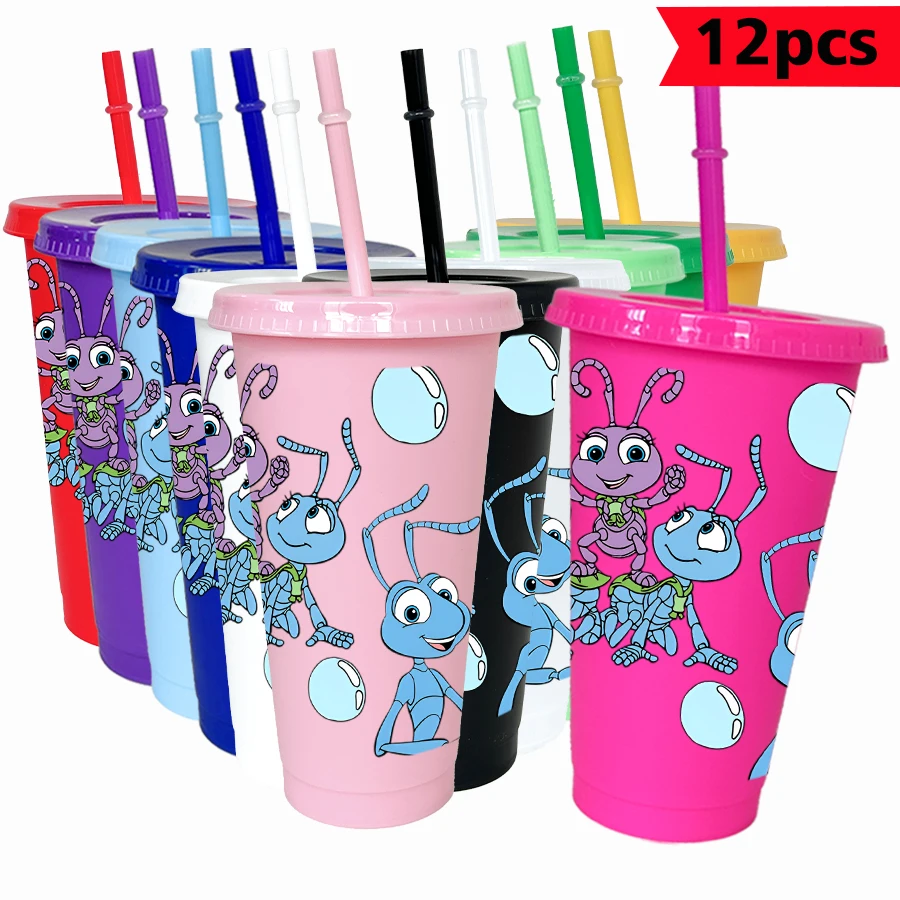 

12 шт./упак. Disney Bugs Bubbles 26 унций цветной пластиковый стакан для дня рождения, питьевая посуда, кружка для сока, кофе