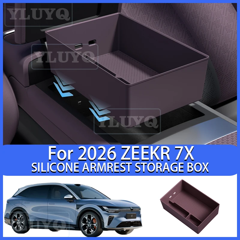 

2026 Model Zeekr 7X Center Console Armrest Storage Box Silicone Armrest Protection Cover Car Storage Box Accessories