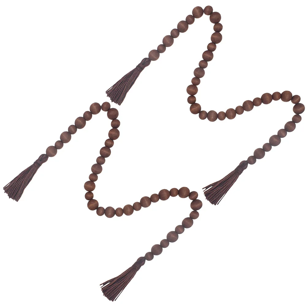 

Wooden Bead Garland Decorative String Tassels Hanging Ornaments Wall Window Door Bedroom Farmhouse Decor bead pendants plant