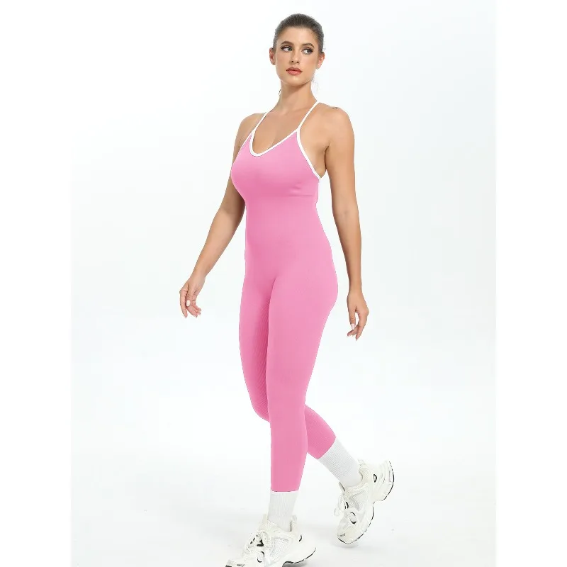 Body côtelé pour femmes, combinaison de sport, Sexy, dos nu, débardeur, entraînement, course à pied, vêtements de Yoga à haute élasticité