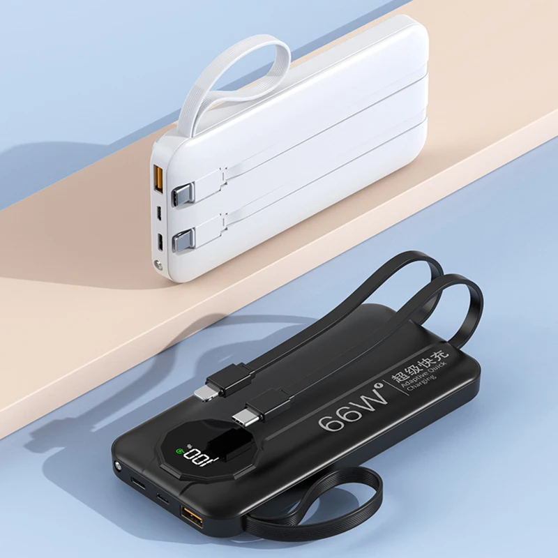 شاحن بطارية محمول Xiaomi 100000mAh شاشة ديجيتال ذكية 3C بنك طاقة ذاتي الشحن 66 وات مع كابل شحن مدمج