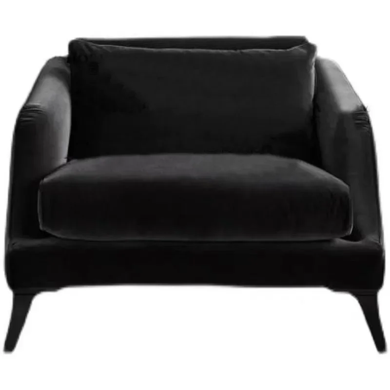 Xk American Simple Fabric Black Single Sofa French Pastoral Velvet Living Room