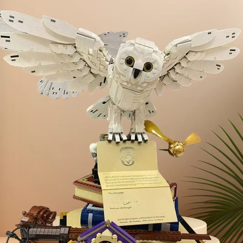 MOC Witte Uil Bouwstenen Magisch Diermodel DIY Montage Baksteen Speelgoed Woondecoratie Collectie Cadeau Desktop Decoratie