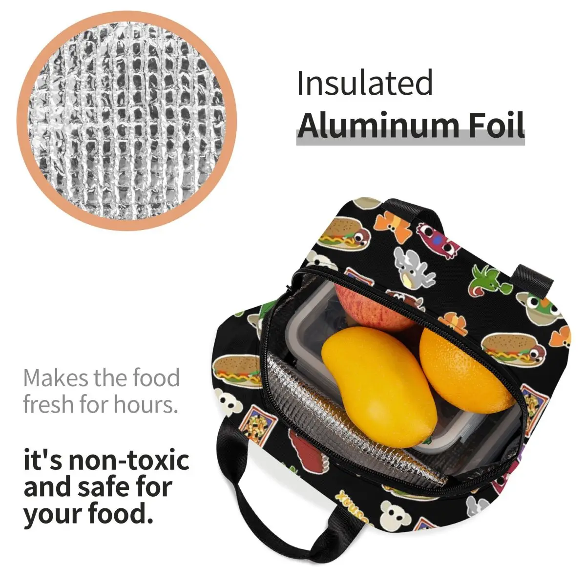 Bugsnax-fiambrera impermeable para mujer y niña, bolsa de almuerzo con aislamiento Bento Box, bolso de Picnic reutilizable