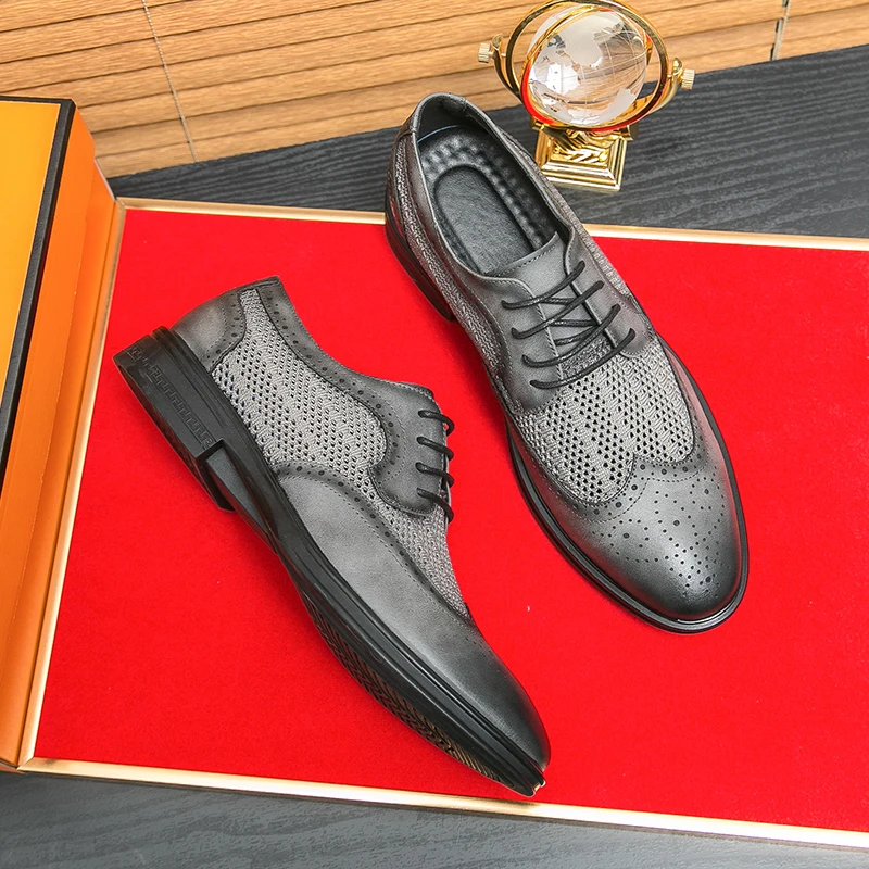 New Fashion Summer Shoes Men Casual Shoes Mesh outdoor Breathable Slip-on Flats Men Business Derby Office Shoes Driving Shoes