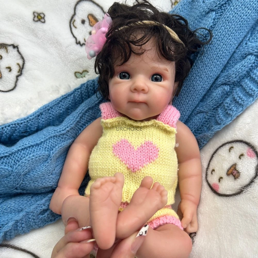 Mini 12 Zoll Baby Mädchen Bettie mit verwurzelten Haaren Vollweiche Silikon Reborn Puppe Realistische Entzückende Waschbare Puppe Spielzeug Weihnachtsgeschenk