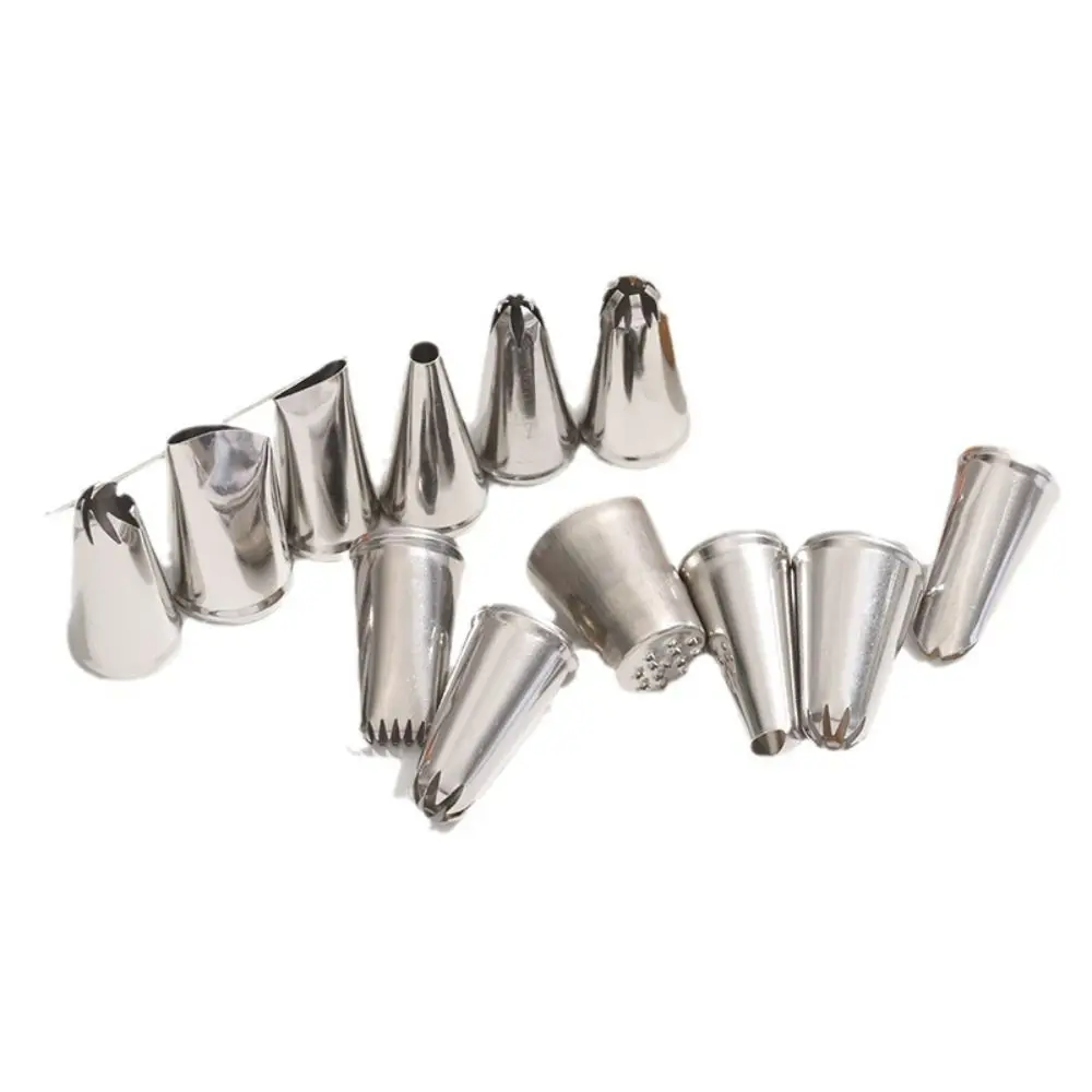 

Stainless Steel Piping Tips Set 12 Heads Rust-proof Cream Piping Nozzles Kit Reusable Professional Flower Frosting Nozzles