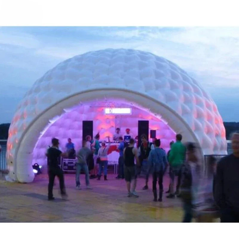 Tenda a cupola gonfiabile Oxford per esterni con luci a LED, tenda igloo gonfiabile bianca per eventi di feste