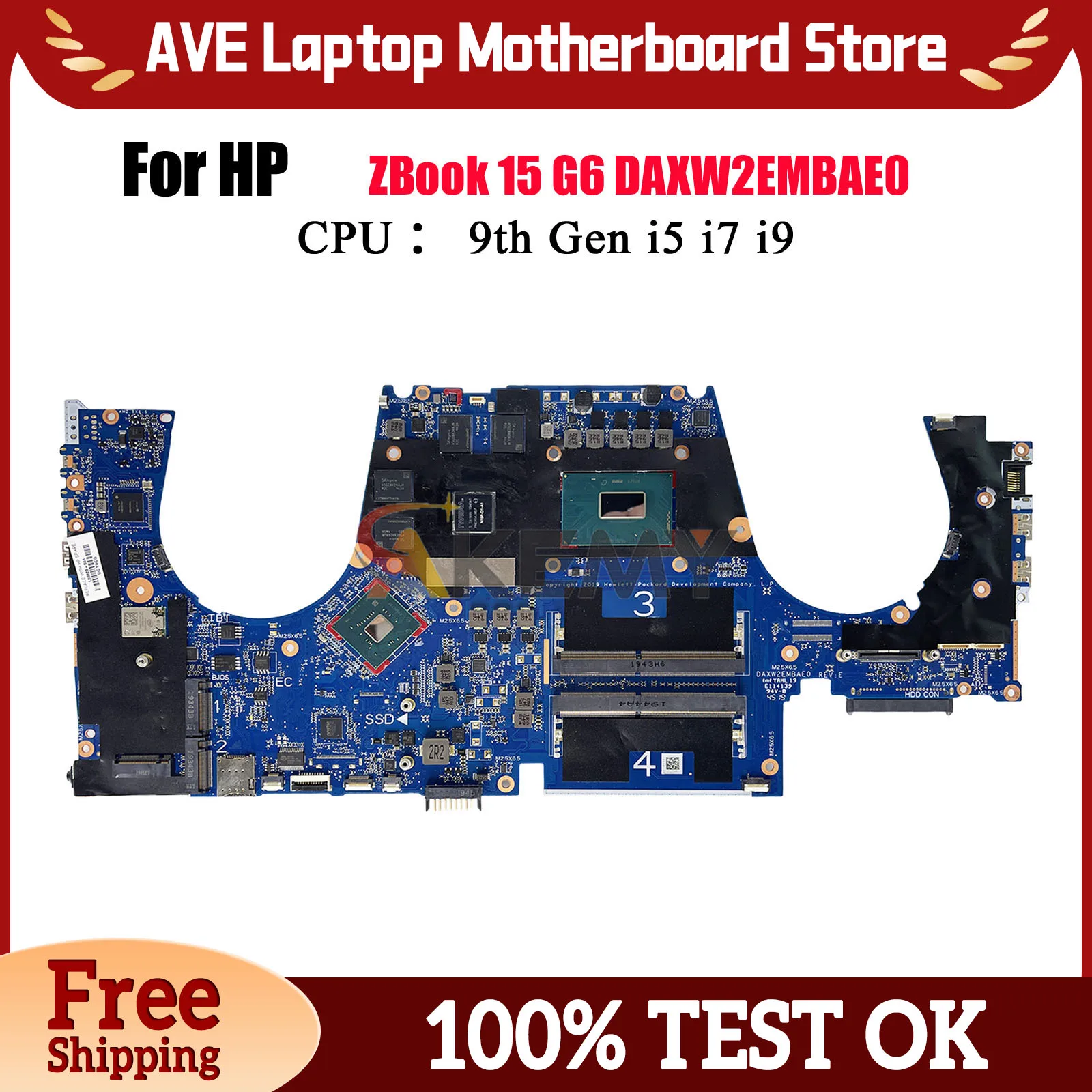 

DAXW2EMBAE0 Материнская плата для ноутбука HP ZBook 15 G6 с процессором i5 i7 i9 T1000 T2000 4 ГБ графического процессора L68825-601 L68848-601 100% полностью протестировано