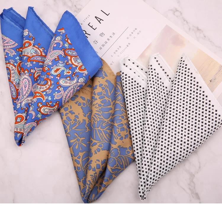33cm Oversized Men's Pocket Square Polka Dot Red Floral Print Handkerchief Chest Towel Paisley Suits Wedding Gentlemen Hankies