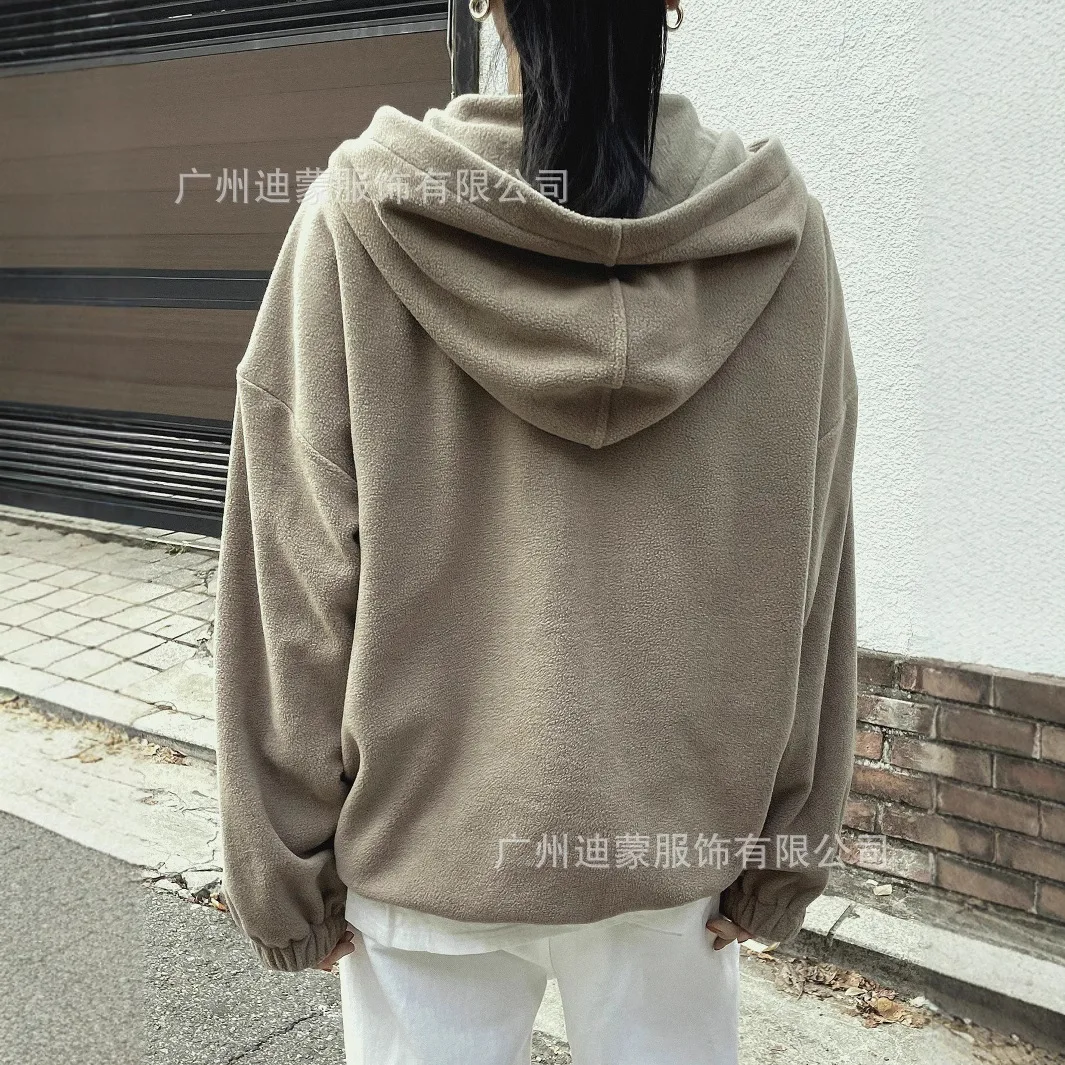 2025 Women's Fleece Hooded Sweatshirt Embroidered Polar Fleece Hoodie Independent Site Cross Border Style