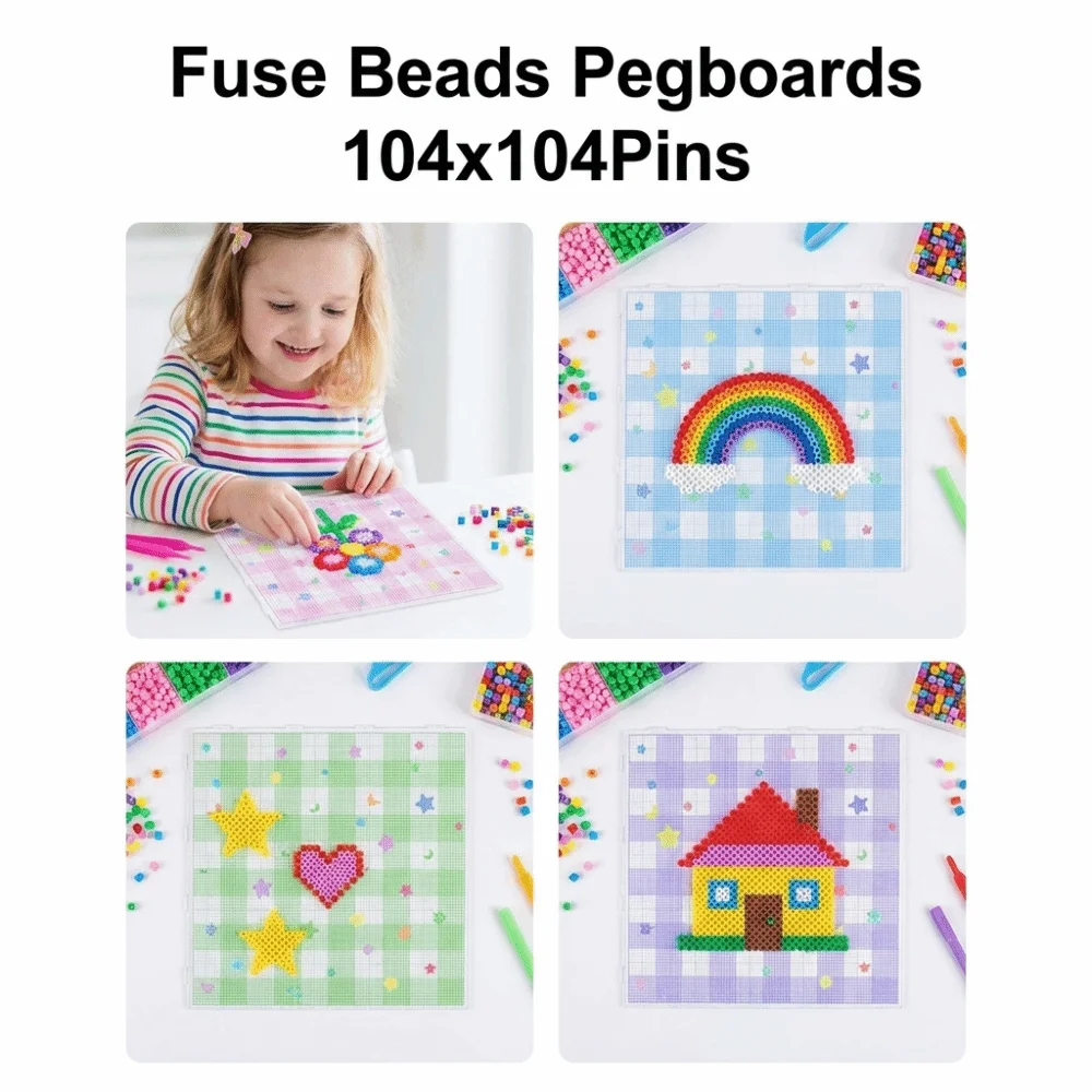 78x78/104x104Pins Fuse Beads Pegboards 2.6mm Beads Stars Moons Hama Beads Pegboards Reusable DIY Perler Beads Boards