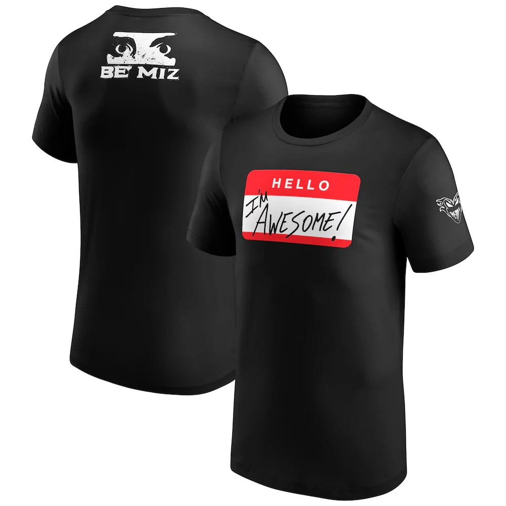 Men's Black The Miz Hello I'm Awesome Retro T-Shirt 3D Print Wrestling Sports Quick Dry Short Sleeve Daily Casual T-Shirt 5XL
