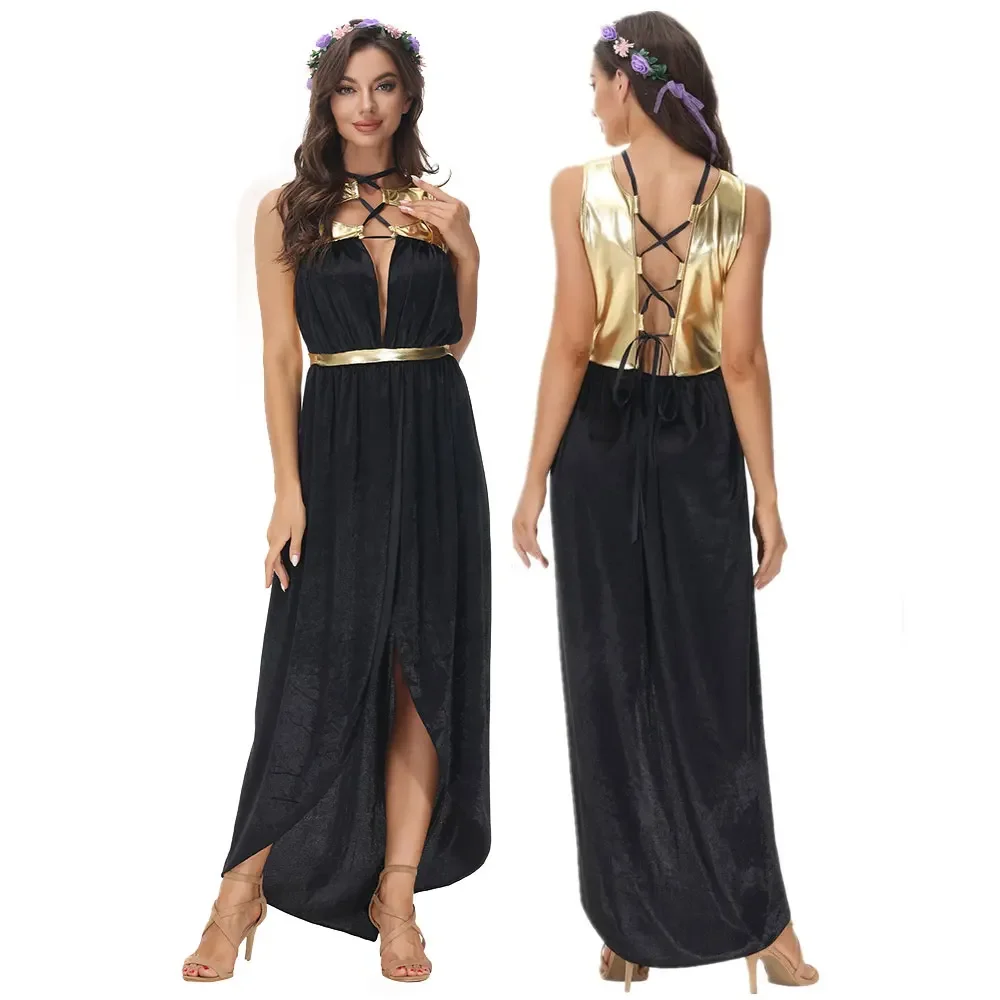 

Medieval Queen Cleopatra Costumes for Adult Women Ancient Egyptian Pharaoh Cosplay Clothing Halloween Egypt Princess Fancy Dress