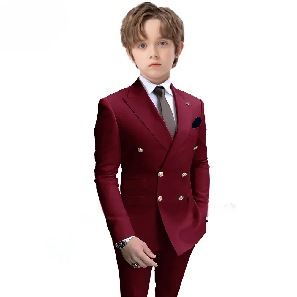 

Boys 2 Piece Suit Double Breasted Blazer Kids Wedding Tuxedo Jacket Pants Formal Child Clothes 2-16 Years Old