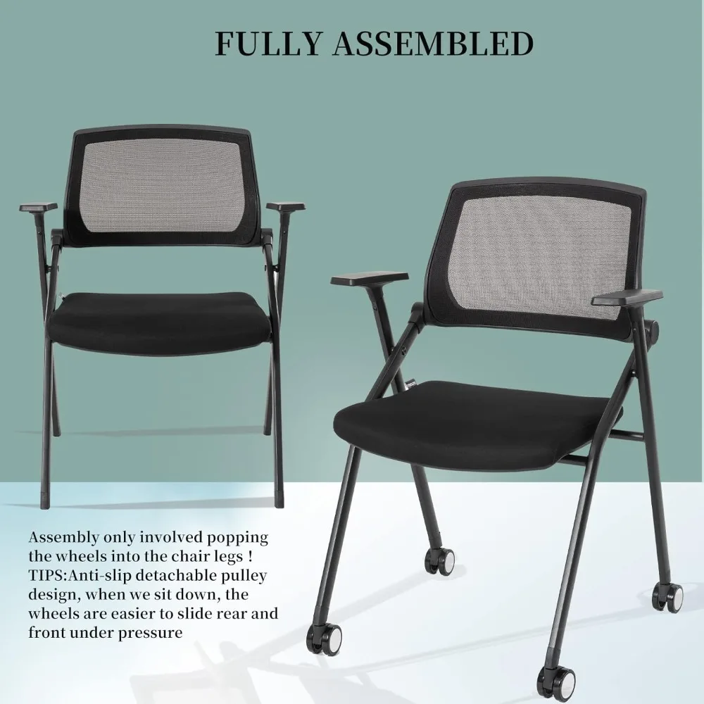 8 Pack Executive Office Chairs with Caster Adjustable Armrest Ergonomic Mid-Back Breathable Mesh Foldable Conference Reception