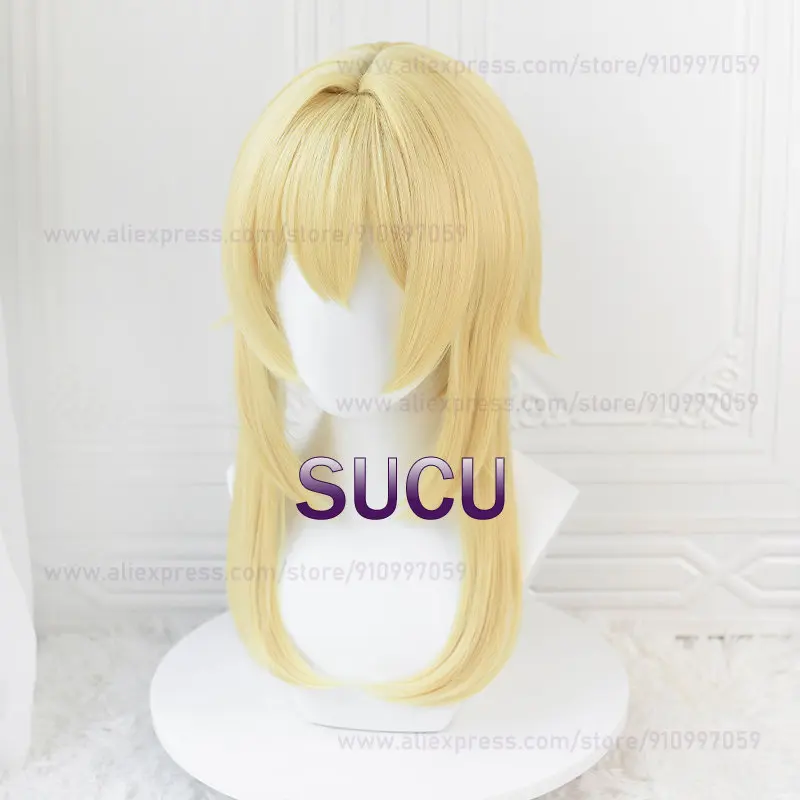 Traveller Lumine Cosplay Wig Game Genshin Impact Wigs 50cm Long Hair Heat Resistant Synthetic Hair Halloween COS Wigs