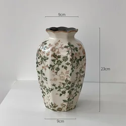 Rustic Country Ice Cracked Milk Pitcher Ceramic Vase Pastoral Scenery Ornament for Flower Arrangement Vintage Decorative Home