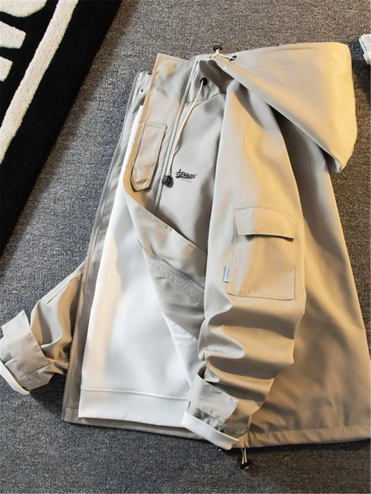 

American Style Heavyweight Men's Jacket with Multiple Pockets Hooded Workwear Coat Spring Autumn Fashion Casual Loose Fit