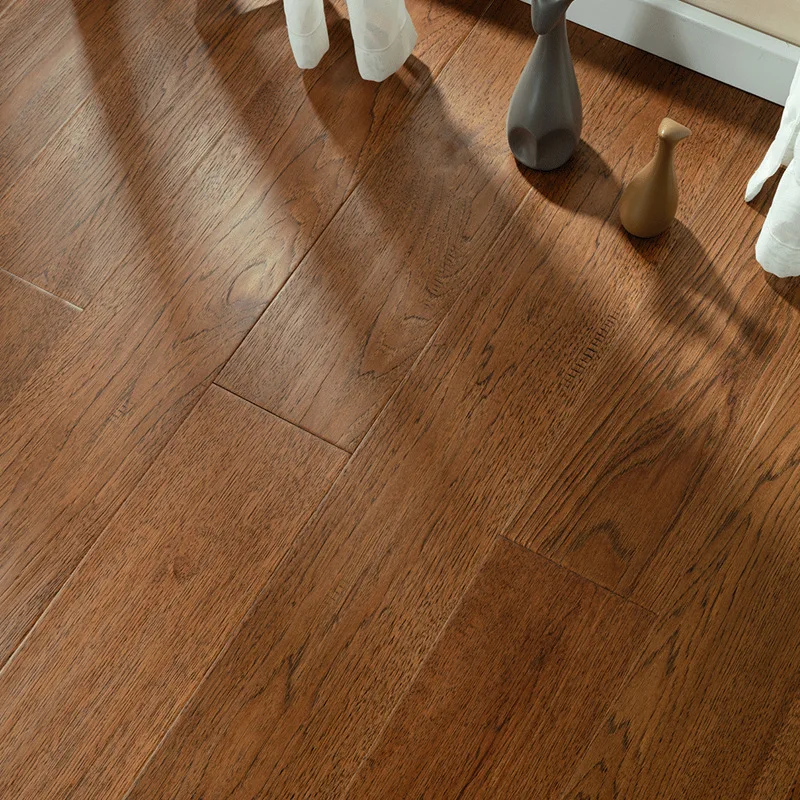 New three-layer solid wood floor retro new Chinese log bedroom decoration environmentally friendly pecan floor 15mm