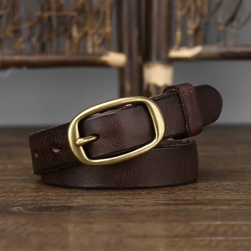 DistMurcia-Ceinture en cuir de vachette véritable pour femme, sangle initiée, ceinture réglable pour femme, haute qualité, structure en cuivre, 2.3cm