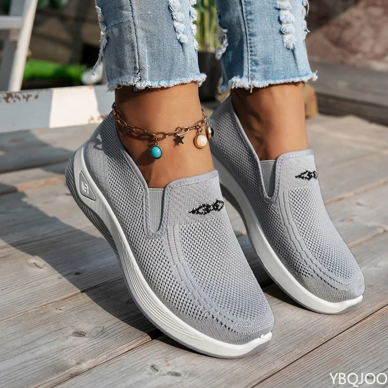 Women's Casual Sports Shoes Comfortable Mesh Lace Up Women's Sports Shoes Wedge-shaped Thick Women's Vulcanized Sports Shoes