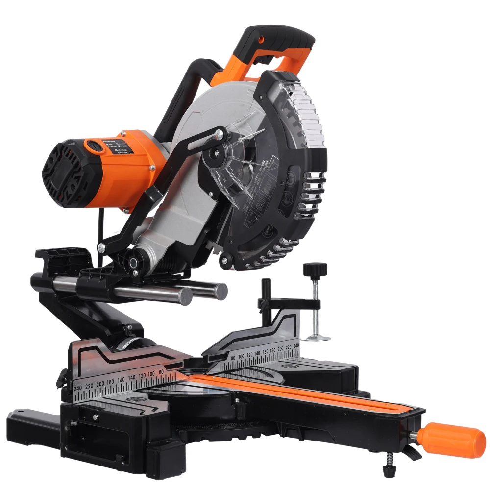 

10-дюймовая торцовочная пила с двойной фаской и двойной скоростью со светодиодом, лезвие 48T, 0-45 ° Скос, 2-скоростной (5000/3200 об/мин), 15 А, удлинитель, 3,5