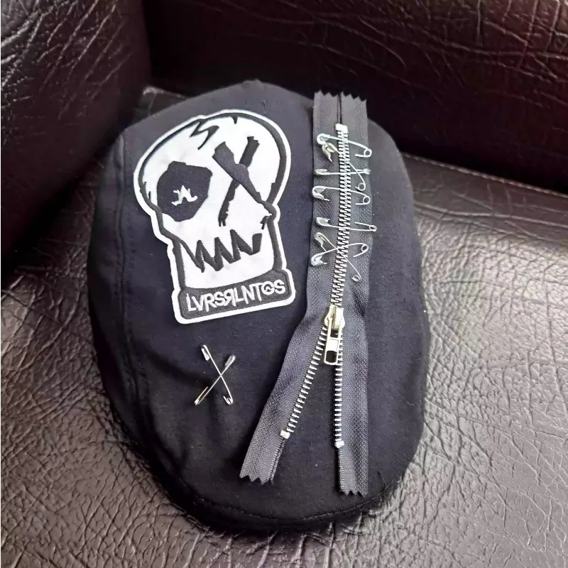 القبعات اليابانية خمر Y2k Harajuku ثقافة فرعية الشرير الجمجمة الرجعية الرسام القبعات الهيب هوب الرجال النساء الأحمر منقوشة القوطية قبعات الموضة